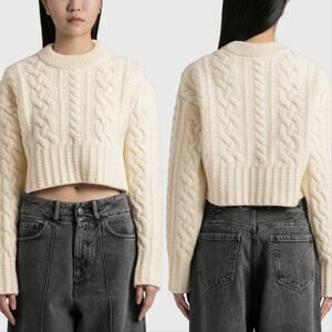 AMI Fisherman Wool Cable Knit Sweater